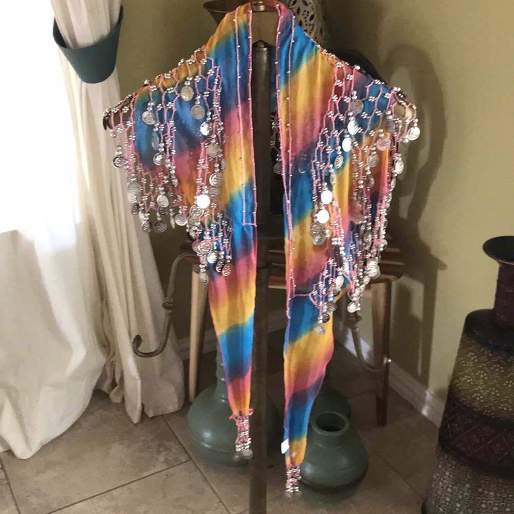 Multicolored coin shawl